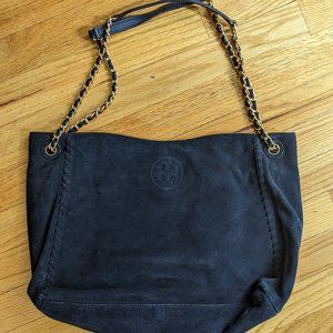 Tory Burch Marion Suede Tote Navy